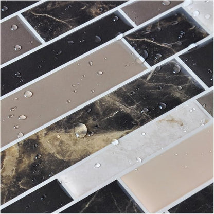 Art3d 6-Pack Peel and Stick Vinyl Sticker Kitchen Backsplash Tiles, 12" x 12" Marble Design