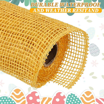 Chuangdi 4 Rolls Spring Poly Burlap Mesh Poly Burlap Deco Ribbon Mesh Roll for Summer Easter 4th of July DIY Flower Wreath Garland, 10 Inch(Yellow)