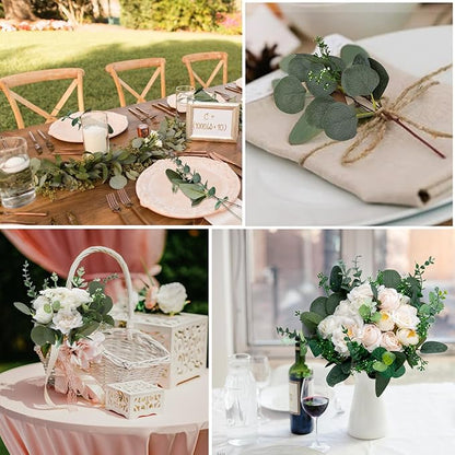 Cliselda 100pcs Artificial Eucalyptus Leaves Stems, 5 Kinds Mixed Fake Greenery Stems Bulk, Silver Eucalyptus Bundle Greenery Branches for Wedding Floral Bouquet Arrangement Centerpiece Decoration