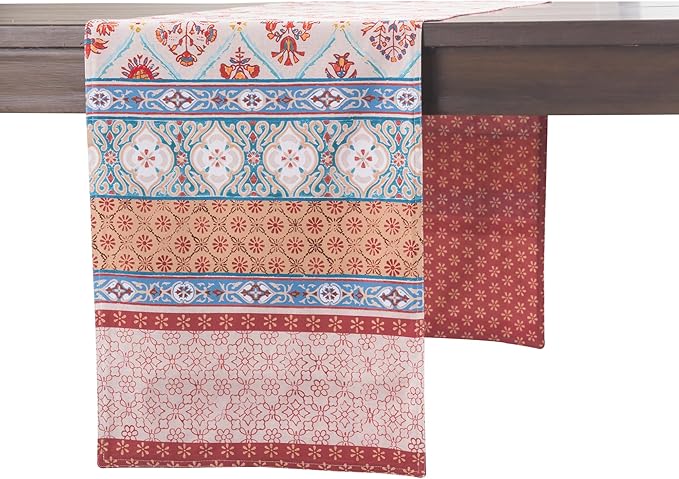 Maison d' Hermine Table Runner 100% Cotton Double Layer Table Runners 108 inches Long for Thanksgiving Christmas Decorations Home Kitchen Dining Party Wedding (Romane, 14.5" x 108")