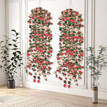 10 Pcs 82FT Flower Garland, Artificial Rose Garland Flowers Plants Fake Flower Hanging Rose Ivy, Birthday Party Valentine's Day Wedding Wall Arch Decor