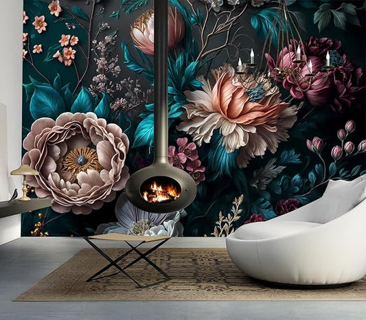 Cliouar-Peony Flowers Mural Wallpaper Peel and Stick 137" x 102"