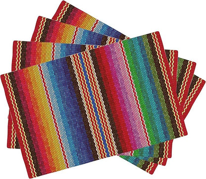Mexican Colorful Stripes Placemats Set of 4, Placemats Dining Table Mat Set,12x18 Washable Stain Resistant Wipeable Cloth Placemat for Kitchen Buffet Parties