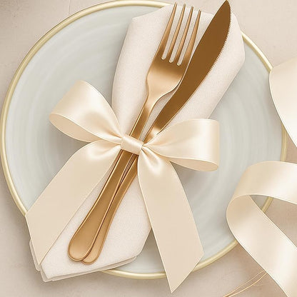 Fullive 1 1/2 Inch Ribbon for Gift Wrapping, 30Yards Cream Ribbon, Polyester Solid Satin Ribbons for Flower Bouquet for Easter Christmas Decorations DIY Hair Bows Wrapping Bouquet Floral Arrangements