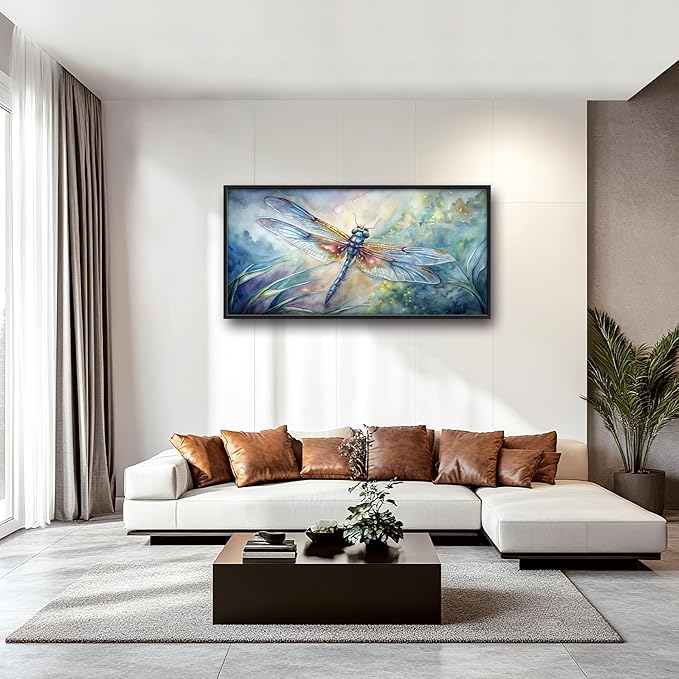 Framed Large Pictures Wall Art for Living Room, Dragonfly Oversized Wall Decor Dragonfly Canvas Print Painting Modern Extra Large Framed Artwork for Bedroom Office 60"x30"