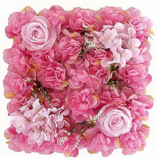 Flower Wall Backdrop, 12PCS 10.6"-15.7" Artificial Flower Wall Panel with Various Styles, 3D Floral Wall Decor for Wedding Photo Background Festive Party Home Decoration (F010, 13.8 * 13.8in)