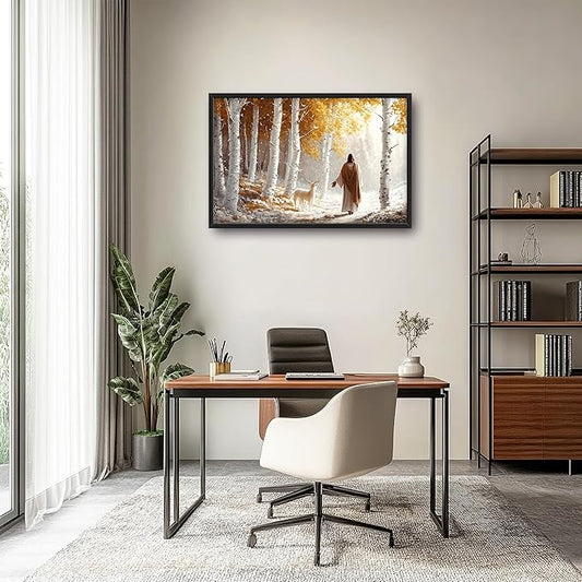 Christian Large Wall Art Religious Framed Wall Decor for Living Room, Jesus Pictures Oversized Canvas Print Painting Modern Extra Large Framed Artwork for Bedroom Office Home Decor 36"x24"