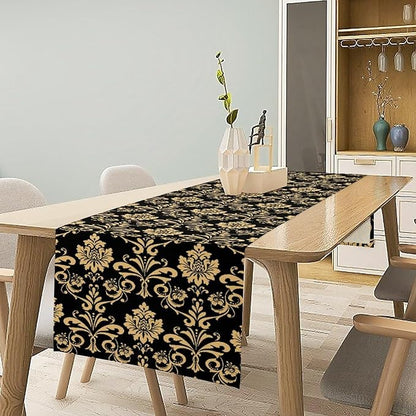Gold Damask Table Runner,Gothic Antique Victorian Floral Boho Table Runner for Home Kitchen Table Dining Garden Farmhouse Wedding Party Decor 13x108 Inch