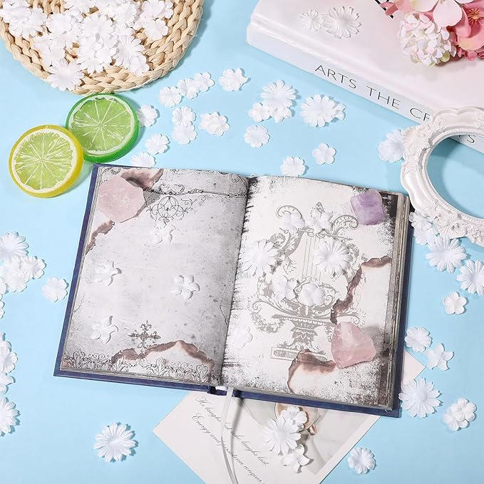 CHGCRAFT 500 Pcs 5 Style Handmade Flowers White Cloth Flower Head for Greeting Card Scrapbooking DIY Crafting