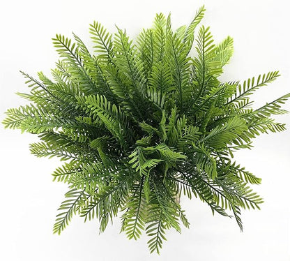 PASYOU Artificial Boston Fern Plants, Greenery Leaves Bamboo UV Resistant Fake Plastic Plant for Outdoors Indoor Hanging Planter Front Porch Garden Farmhouse Decoration 8 Pack