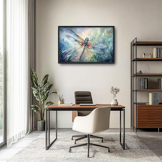 Framed Large Pictures Wall Art for Living Room, Dragonfly Oversized Wall Decor Dragonfly Canvas Print Painting Modern Extra Large Framed Artwork for Bedroom Office 36"x24"