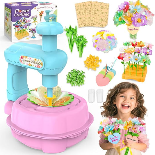 Wwzzey Fabric Flower Bouquets Toys - Arts and Crafts for Kids Ages 4-8 8-12, Kids Crafts DIY Kit with Blessing Cards, Birthday Christmas Gifts for 4 5 6 7 8+ Year Old Girls Boys