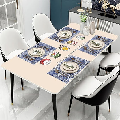 Blue Folk Ethnic Placemats Set of 6 Place Mats for Kitchen Table Washable Farmhouse Linen Table Mats Dining Decoration 12x18 Inch