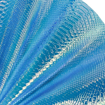 ONEART | Iridescent Transparent Embossed Vinyl Holographic Blue Clear PVC Vinyl Craft Fabric 16"×54" for Sewing DIY Projects-Snake Skin
