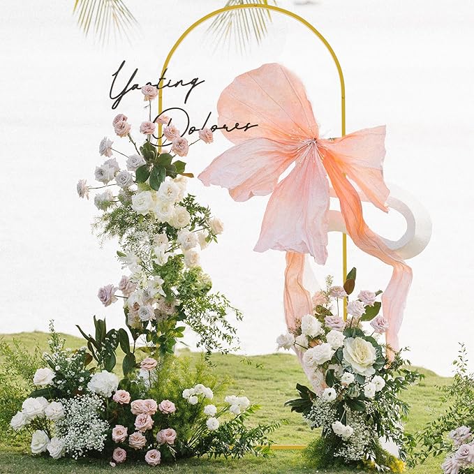 Asee'm 6FT Metal Arch Backdrop Stand Gold Arched Backdrop Frame for Wedding Party Ceremony Birthday Bridal Baby Shower Garden Floral Balloon Arch Decoration