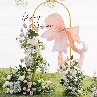 Asee'm 6FT Metal Arch Backdrop Stand Gold Arched Backdrop Frame for Wedding Party Ceremony Birthday Bridal Baby Shower Garden Floral Balloon Arch Decoration
