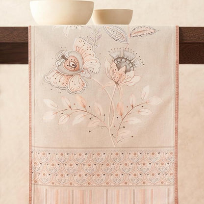 Maison d' Hermine Tablerunner 100% Combed Cotton Premium Table Runner Decorative Table Covers, Dining, Wedding, Banquet, Buffet, Society Florals, Double Layer - (14.50"x108")