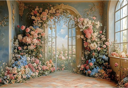 Baocicco 20x10ft Flower Wall Backdrop Photography European Style Oil Painting Floral Wedding Background Women Girls Lady Birthday Party Decorations Wedding Bridal Shower Banner Supplies Props Video