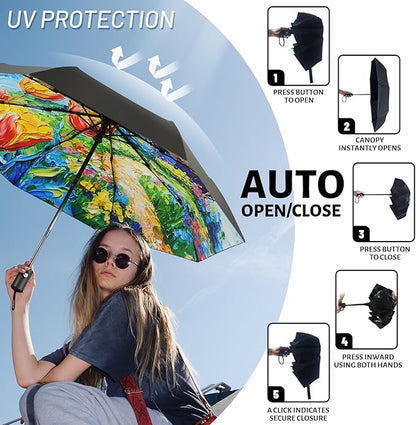 SY COMPACT Travel Umbrella Windproof Automatic Umbrellas Small Compact UV Sun Protection Factory Outlet Umbrella