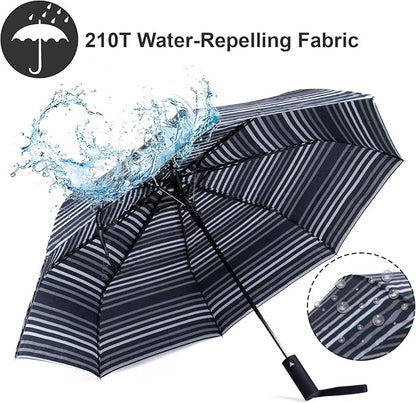 Nollia Windproof Automatic Travel Umbrella, Compact Portable with Reinforced Ribs for Sun & Rain