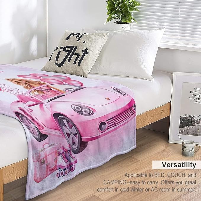 Birthday Blanket Birthday Gifts for Girls Women Pink Throw Blanket for Kids Adults Soft Warm Cozy Fleece Blanket for Couch Sofa Bed 40"x50"