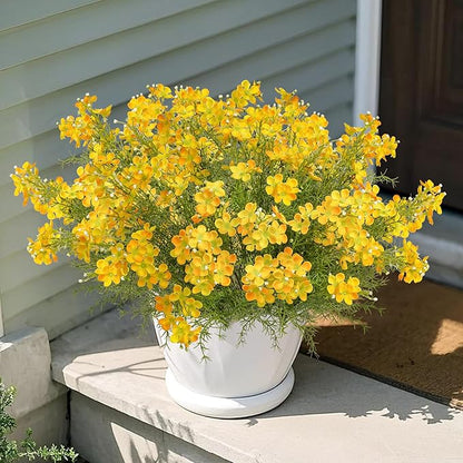 Spring Decorations for Home Fake Flowers Hydrangea Artificial Plants Indoor Mantle Decor Plastic Flowers Artificial Plants Outdoor Garden Decor Hanging Plants 6pcs Yellow Flowers