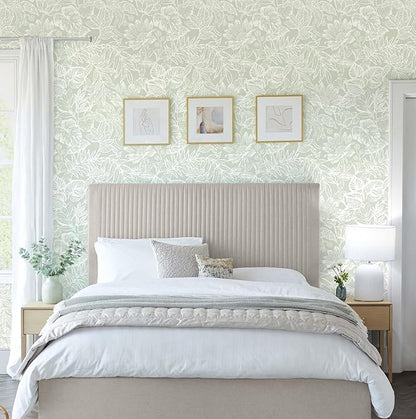 Peel and Stick Wallpaper Modern Wall Paper Green Boho Contact Paper Bedroom Bathroom Wallpaper Peel and Stick Light Green Tropical Leaf Removable Self-Adhesive Wall Decor 17.3" x 118"