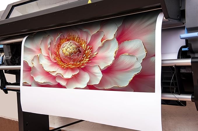 Pink & White Peony Floral Canvas Wall Art with Gold Accents, Abstract Flower Pictures for Living Room Bedroom Wall Decor, Horizontal Printed Painting Artwork Home Decorations, Size 48x24 Inches