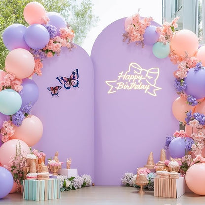 Pink Purple Arch Backdrop Cover Set of 2 Spandex Arch Covers 7.2 and 6ft Wedding Birthday Party Arch Covers Stretchy Backdrop Bridal Baby Shower Pink Lavender Arch Stand Cover