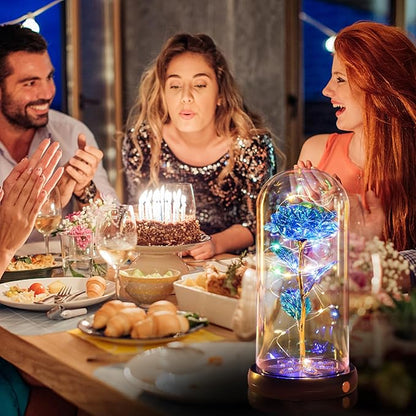 Beferr Birthday Gifts for Women Mom Rechargeable Galaxy Glass Roses Forever Preserved Flowers for Delivery Prime Smart Touch Light Up Rose in Dome Gift for Grandma Sister Wife Her Girlfriends Daughter