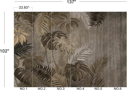 Cliouar-Turtle Backed Bamboo Plantain Leaf Plant Wall Mural Wallpaper Peel and Stick 137" x 102"