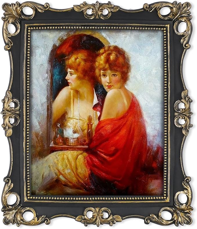 SIMON'S SHOP 8x10 Picture Frame for Wall and Tabletop, Vintage Picture Frames in Black with Gold Accents, Antique Style Gothic Frame for Photos Artworks