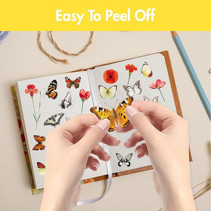 1990 PCS PVC Flower & Butterfly Stickers, Self-Adhesive Nature Floral Stickers for Scrapbook, Laptop, Journal, DIY Project, Spring-Themed Party Decors