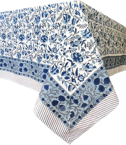 ATOSII Jodhpur 100% Cotton Square Tablecloth, Handblock Floral Print Linen Table Cloth for Kitchen I Dining Table I Tabletop I Parties I Wedding I Spring/Summer (60 X 60 Inches)
