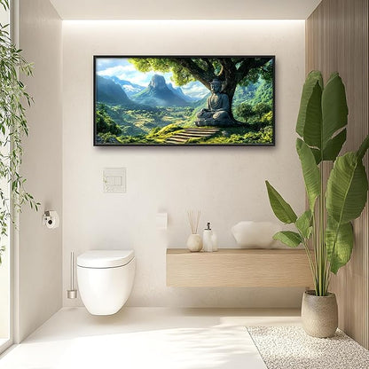 Buddha Large Wall Art Framed Wall Decor for Living Room Mountains Pictures Oversized Canvas Print Painting Modern Extra Large Artwork for Bedroom Office 60"x30"