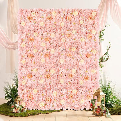 YOUMEHOME Flower Wall Backdrop Artificial Flowers - 5ftx3.74ft Flower Wall Floral Wall Panels for Wedding Backdrop - Home Party - Baby Shower Decoration