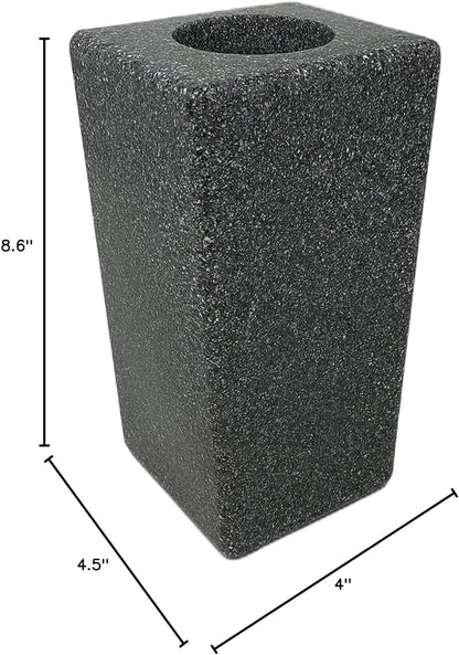 OPTIMUM Square Memorial Cemetery Flower Vase - Plastic (Black Granite) with Metal Ground Spike, Grave Marker, Decorations for Gravesite, Headstone Flowers Holder, Garden Lawn & Yard