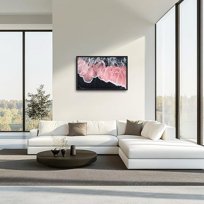 Pink Beach Large Wall Art Framed Black and White Wall Decor for Living Room, Beach Pictures Oversized Canvas Print Painting Modern Extra Large Framed Artwork for Bedroom Office Home Decor 36"x24"