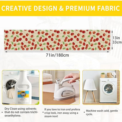 Red Cherry Table Runner Linen Long Farmhouse Rustic TableRunner for Party Holiday Dining Room /Kitchen,13 x 70 Inches