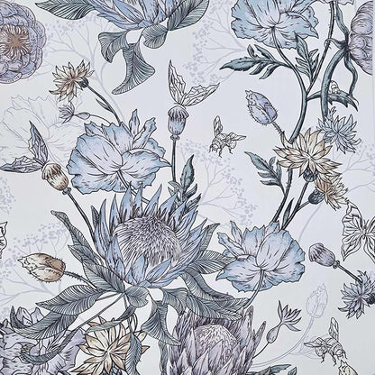 Floral Wallpaper Peel and Stick Floral Contact Paper Blue and Purple Wall Paper Removable Self Adhesive Vinyl Stick on Wallpaper for Bathroom Bedroom Decor 17.3in x 118in