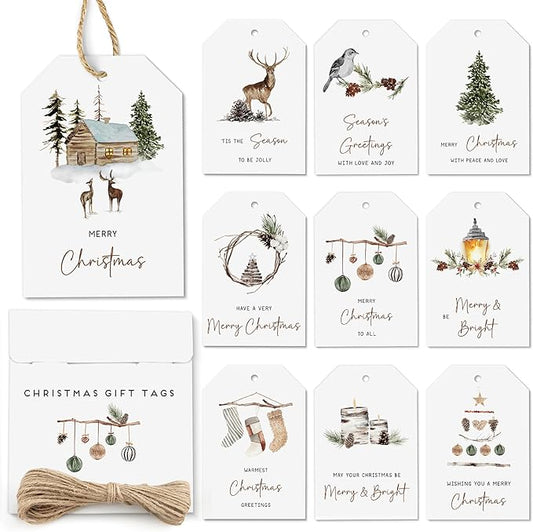 Christmas Gift Tags Stickers and String (Woodland Christmas Gift Tags)