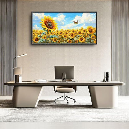 Sunflower Large Wall Art Sunflower Landscape Pictures Wall Decor Flower Canvas Floral Print Painting Modern Artwork Home Decoration for Bathroom Office Living Room Bedroom Framed 60"x30"