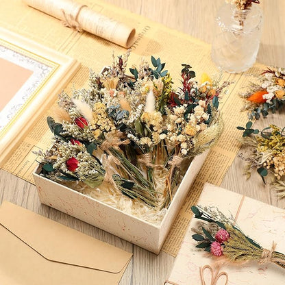 Layhit 12 Pack Boho Dried Flower Bouquet Mini Wedding Handmade Dry Flowers Decor for Vase Crafts DIY Photo Boutonniere for Men Floral Plant for Bridesmaid Gift Birthday Decor(Bright)