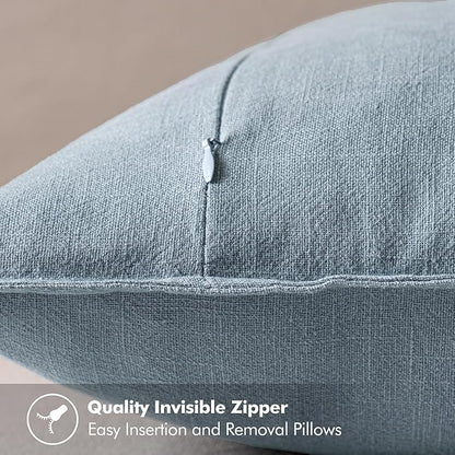 MIULEE Decorative Linen Pillow Covers 18x18 Inch Blue Grey Boho Farmhouse Neutral Couch Throw Pillows for Bed Pack of 2 Accent Coastal Modern Pillowcase Summer Sofa Livingroom Home Decor