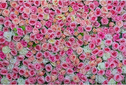 Pink Rose Flowers Theme Photography Backdrop Baby Shower Wedding Happy Birthday Photo Background Dessert Cake Table Floral Decoration Supplies Studio Props Decor Background 8x6ft