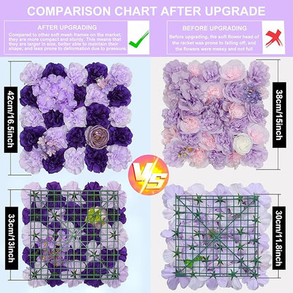 Flower Wall Backdrop 9pcs 16.5x16.5 Inch Flower Wall Decor Artificial Floral Wall Panel Ideal for Wedding Celebrations, Festive Party Birthday Backdrops and Elegant Home Decor