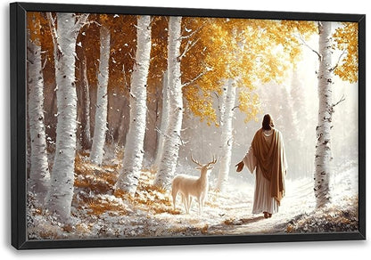 Christian Large Wall Art Religious Framed Wall Decor for Living Room, Jesus Pictures Oversized Canvas Print Painting Modern Extra Large Framed Artwork for Bedroom Office Home Decor 36"x24"
