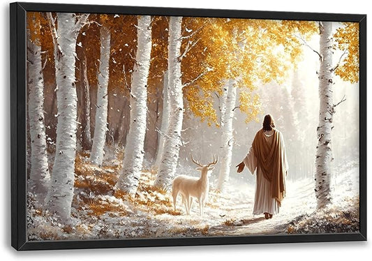 Christian Large Wall Art Religious Framed Wall Decor for Living Room, Jesus Pictures Oversized Canvas Print Painting Modern Extra Large Framed Artwork for Bedroom Office Home Decor 36"x24"