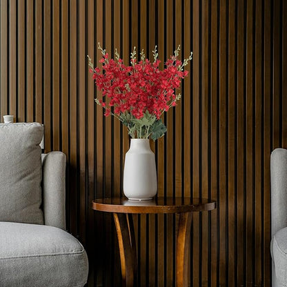 8PCS Long Stem Artificial Delphinium Flowers 33.5'' Larkspur Artificial Flower Red Silk Flowers for Tall Vase Home Wedding Table Centerpieces Decor(Red)