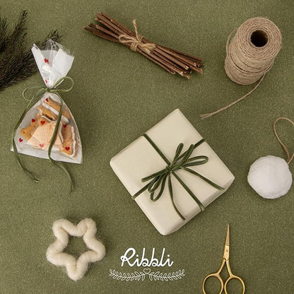 Ribbli Moss Green Velvet Ribbon 1/8 Inches Continuous 25 Yard Spool Moss Green Christmas Ribbon for Gift Wrapping Crafts Home Decor